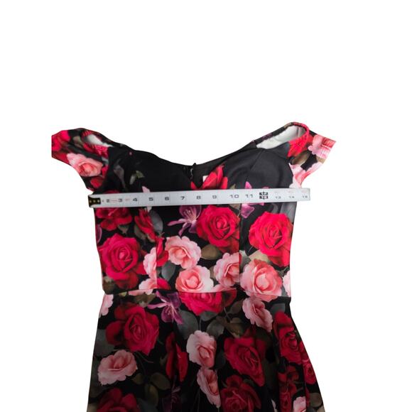 High Low Floral Dress Women's Size 2 Pink Red Black Roses Coquette WhimsyGoth - Picture 9 of 12